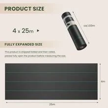4m X 25m Landscape Fabric  Membrane Garden Landscape Fabric Barrier Fabric Heavy Duty For Landscaping Driveway Gravel Artificial Grass Lawn Underlay Garden Patios Garden Flower Beds, Black Woven Ground Cover - 黑色 - 查看 5