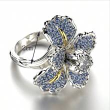 1pc Creative & Elegant Cubic Zirconia Flower Decor Ring, Suitable For Women's Everyday And Holiday Wear Valentines