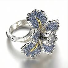 1pc Creative & Elegant Cubic Zirconia Flower Decor Ring, Suitable For Women's Everyday And Holiday Wear Valentines
