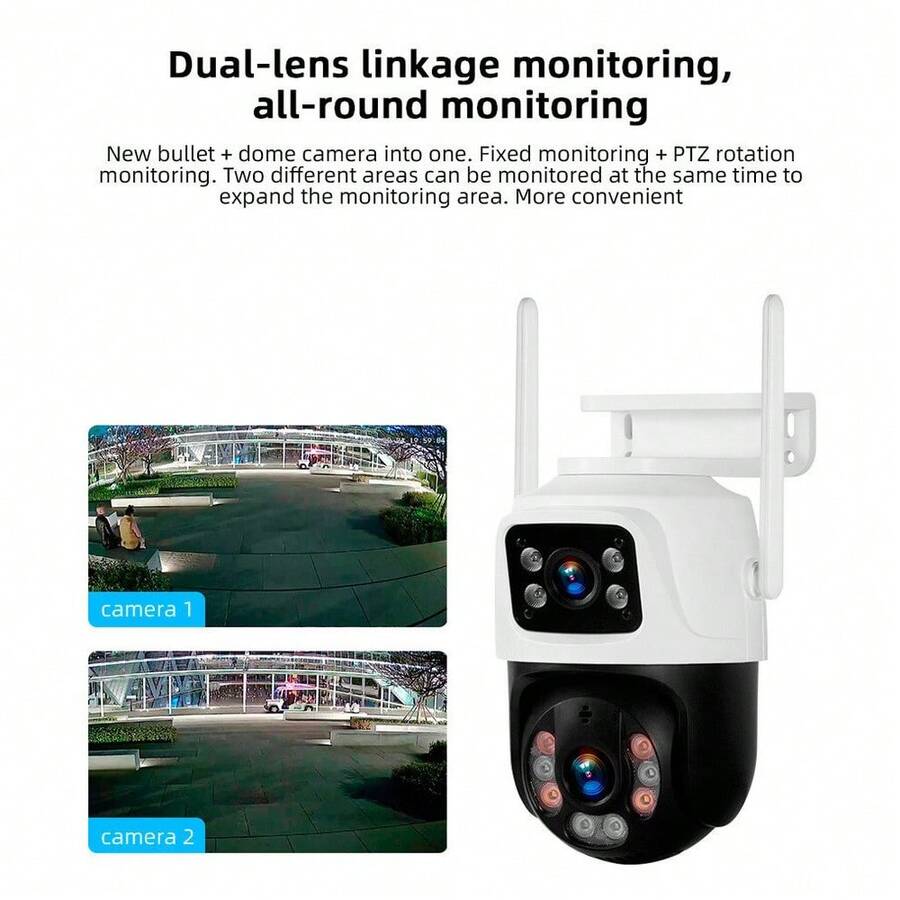 Dual Lens HD 6MP WiFi IP Camera Wireless Outdoor Home Security IR Cam