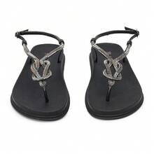 Coral Buckle Papete Sandals With Braided Upper Summer New Arrival - 黑色 - 查看 3