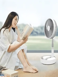 Portable Folding Fan 4 Speeds Rechargeable USB Retractable Desk Column Strong Silent - Nhiều màu - Xem 1