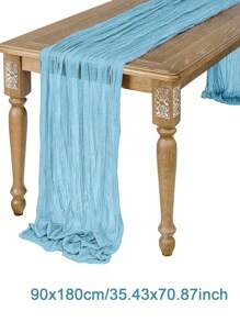 1pc/2pcs Polyester 90*180cm Light Blue Folding Style Table Runner,Festive Birthday Party Decorations Wedding Accessories Holiday Home Party Room Table Decoration Table Cloth Table Runner Table Cover