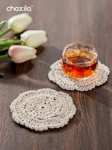 choxila 1pc/5pcs Cup Cushion, Place Mat, Lace Crochet Thread Coaster, Handmade Bowl Mat, Dining Mat, Desktop Retro Decorative Mat Best Gifts Birthday Graduation
