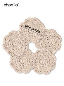 choxila 1pc/5pcs Cup Cushion, Place Mat, Lace Crochet Thread Coaster, Handmade Bowl Mat, Dining Mat, Desktop Retro Decorative Mat Best Gifts Birthday Graduation