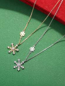 1 chiếc vòng cổ mặt bông tuyết bạc Sterling S925, phù hợp làm trang sức cho phụ nữ - vòng cổ bông tuyết - Xem 6