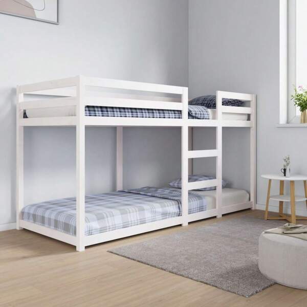 vidaXL Etagenbett Weiß 80x200 cm Massivholz Kiefer