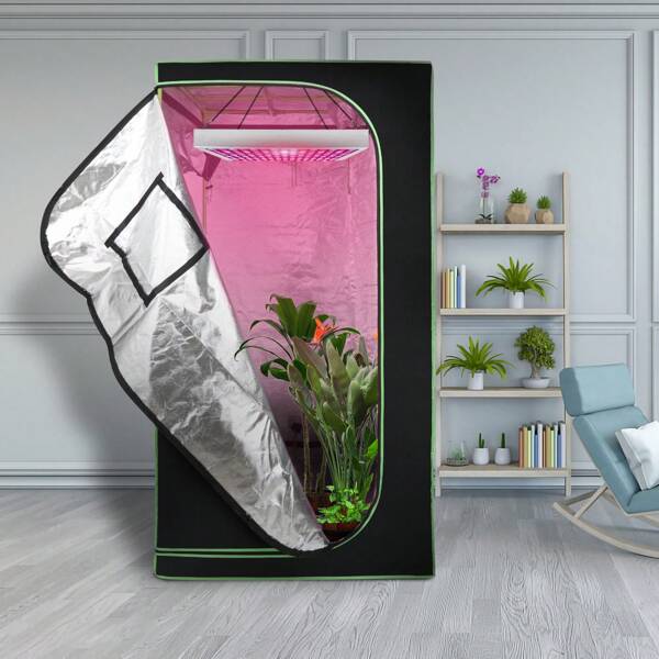 Growzelt, 600D Oxford Grow Box, 100x100x200 cm Grow Tent, Lichtdicht und Wasserdicht Growschrank, Luftig Gewächshaus Growroom für Homegrowing, Indoor-Anbau