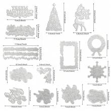 Weihnachten Glimmer Heißfolienplatte, Weihnachtselche, Schneeflocken, Weihnachtsbaum, Frohes Neues Jahr, Frieden auf Erden, Stille Nacht, Weihnachtskranz, Metallfolienplatte für Kartenherstellung, DIY Scrapbooking, Weihnachten