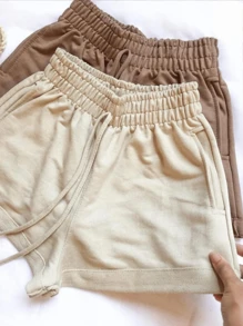 Sweat Shorts With Pocket - Beige - View 4