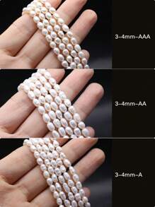 1string 3-4mm A/AA/AAA Natural Freshwater Faux Pearl Rice Shape Beads Charms For DIY Women Men Necklace Jewelry Making Accessories - 3-4mm - View 12