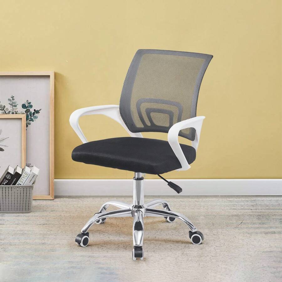 CLIPOP Office Chair Ergonomic Mesh Desk Chair, Executive Chair With Lumbar Support, Armrest, Height Adjustable, 360° Swivel, Computer Chair Work Chair For Home Office - White - View 1