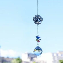 Customized Pet Memorial Ornament, Can Be Engraved With Name, Date - Metal Dog Paw Cat Paw Shaped Sun Catcher Crystal Pendant, DIY Sentimental Memento