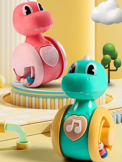 1 件恐龙摇摆不倒翁、鹿摇摆不倒翁、滑动摇摆不倒翁、摇晃不会摔倒可爱设计、恐龙滑动不会摔倒、摇晃和推动不会摔倒、建立平衡和认知、启蒙早教爬行玩具、随机颜色零件