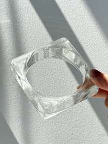 1 pieza Brazalete de resina transparente y asimétrico, nueva joyería glamorosa para mujeres, regalo elegante y de moda vintage