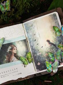 1 件装蝴蝶 3D 金箔贴纸、剪贴簿和日记装饰用品 - 彩色 - 查看 4