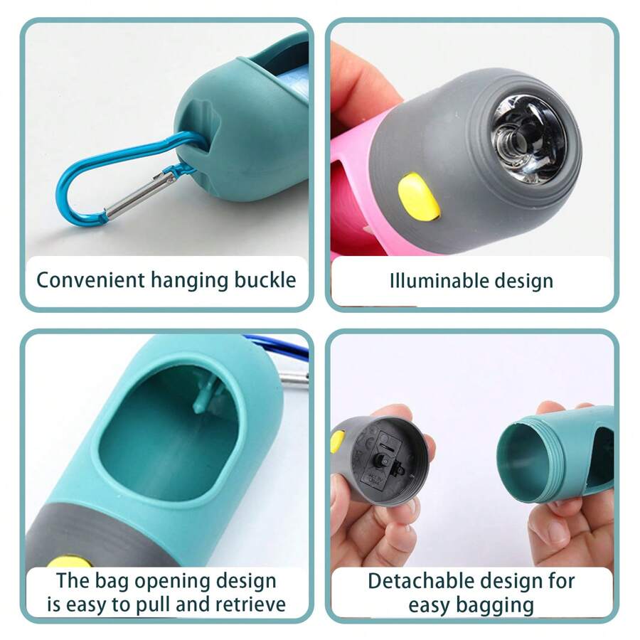 Dog Poop Bag Dispenser With BuiltIn LED Flashlight, Pet Waste Bag