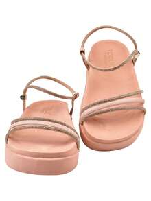 Sandal Adjustable Lightweight Glitter Soft Women Rhinestone Summer - Màu be - Xem 3