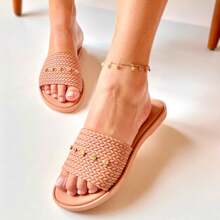Rasteira Rasteirinha Feminina Slide Strass Confortavel - Preto - Visão 4