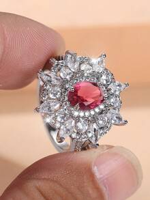 1 Elegant And Delicate Women's Ring Featuring A Double-Row Sunflower Design-Perfect As A Unique Piece Of Jewelry For Her Or As A Gift For A Woman - Silver - View 1