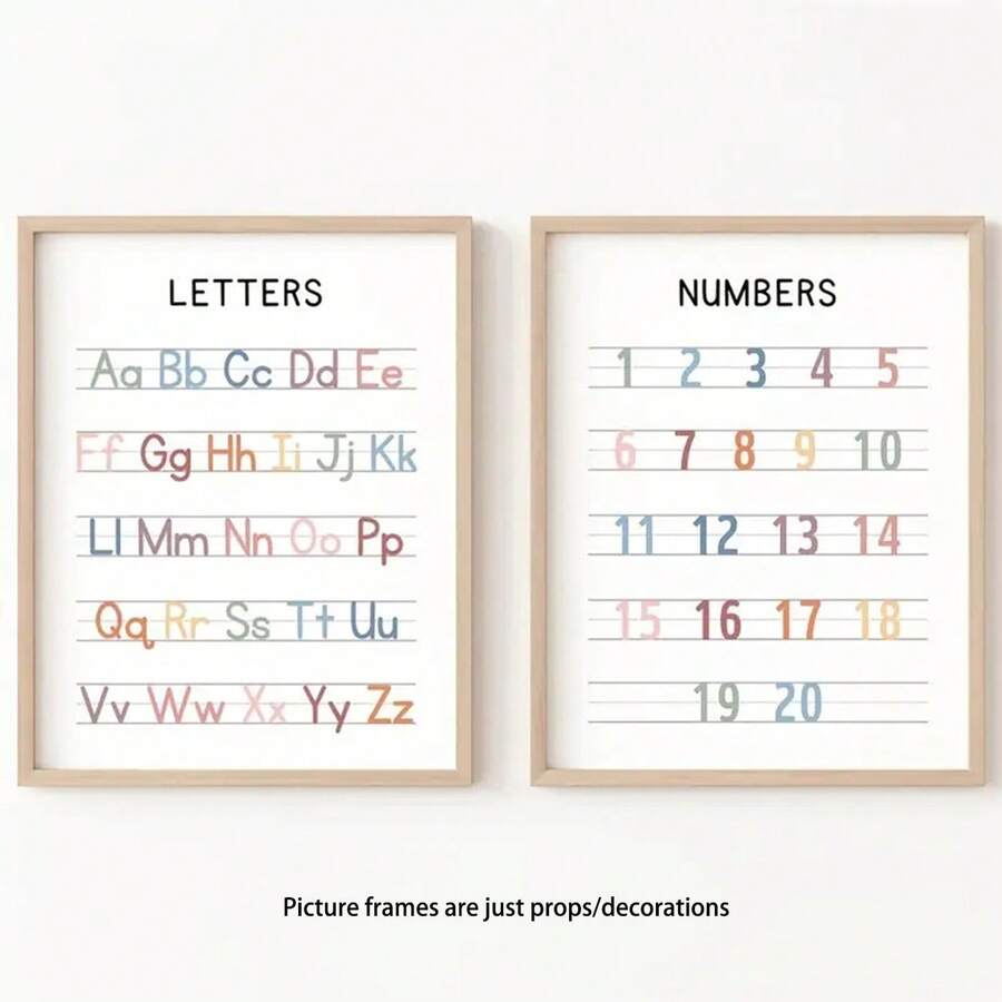 2 PCS Kids Learning English Sight Words Learning Posters, Educational