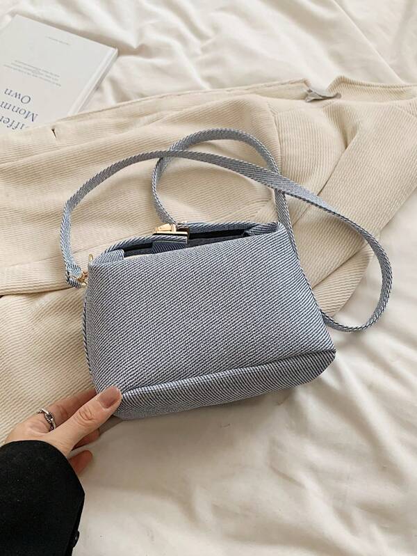 1pc Striped Print Mini Box Shaped Bag, PU Material Adjustable Strap Crossbody Bag, Zipper Closure Fashion Handbag For Women, Everyday Use, Date, Shopping, Office