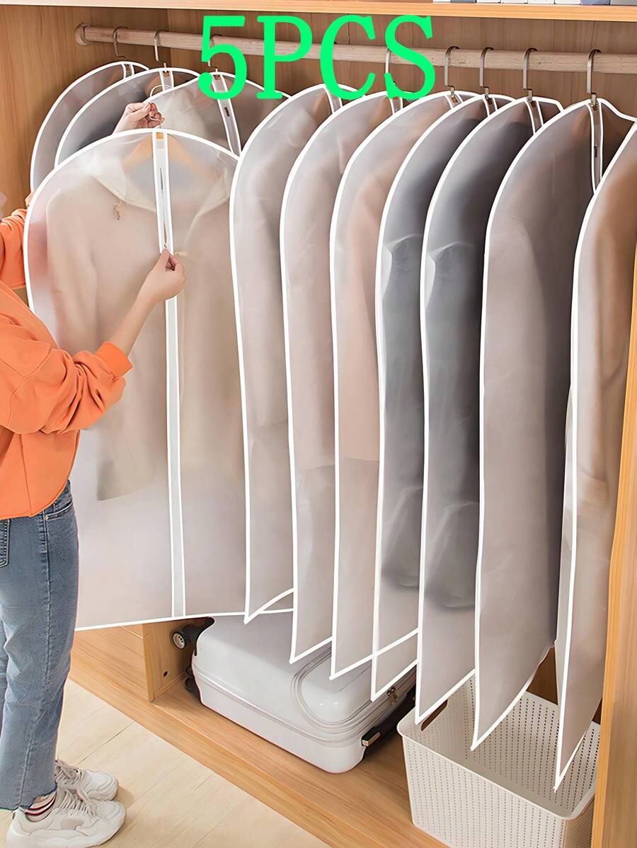 Bộ 5 túi/1 túi đựng quần áo chống bụi trong suốt, túi đựng quần áo gấp gọn, túi chống bụi có thể giặt được, thích hợp cho tủ quần áo, trường học, văn phòng, nhà cửa, lý tưởng cho áo sơ mi, vest, váy, món quà tuyệt vời cho Ngày của Cha, Ngày của Mẹ. - Nhiều màu - Xem 1