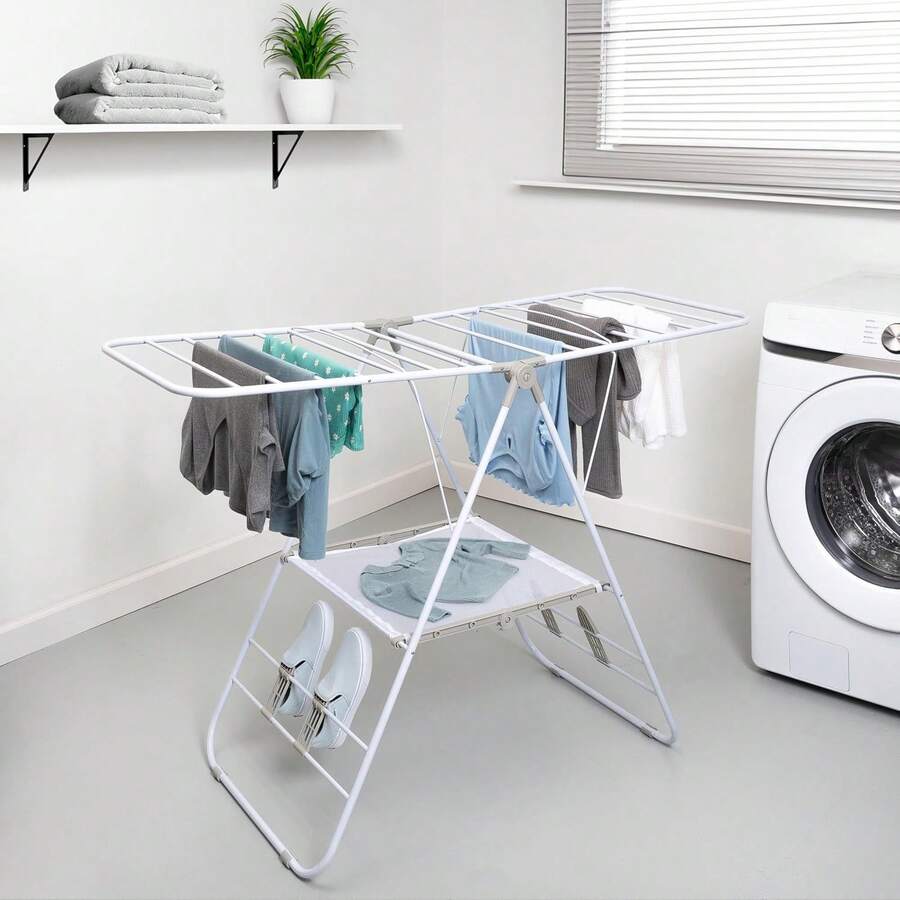 Heavy Duty Gullwing Drying Rack, White Metal SHEIN USA