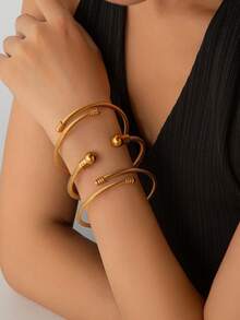 1 chiếc vòng tay thép không gỉ dạng dây cáp dành cho phụ nữ, thích hợp để đeo hàng ngày, có thể xếp chồng lên nhau, phụ kiện thanh lịch và phong cách - vòng đeo tay - Xem 5