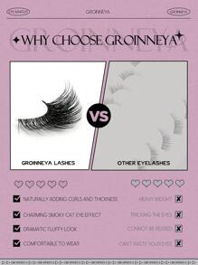 GROINNEYA 9 对半睫毛透明带状睫毛猫眼假睫毛短款柔软 3d 仿貂毛睫毛柔软自然妆容（BP03）条状睫毛、睫毛、睫毛、假睫毛