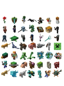 Microsoft 120 Pcs Mine Craft Officially Licensed Vinyl Stickers Containing Various Animal Characters Weapon Steve Creeper Ender Dragon Pickaxe Mug Luggage Phone Computer Skateboard Guitar Waterproof Decorations Storage Party DIY Supplies For Family Friends Gift Valentine Day