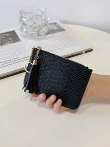 Túi cầm tay nữ nhăn nheo có tua rua sinh nhật - màu đen - Xem 1