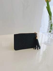 Túi cầm tay nữ nhăn nheo có tua rua sinh nhật - màu đen - Xem 3