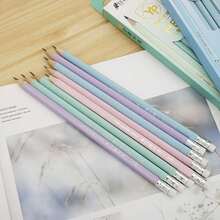 1 盒 12 支新鲜马卡龙色三角形 HB 铅笔，适合学生练习书写 - 彩色 - 查看 2