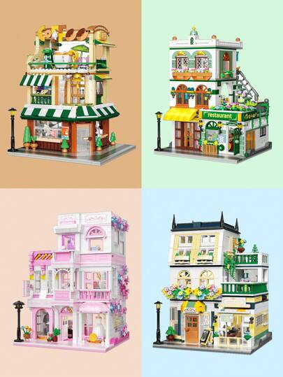 1000pcs Mini Building Brick Toy Set, Detailed Architecture Scenery, Furniture Decoration, Rich Indoor & Outdoor Facilities, Entertaining And Decorative