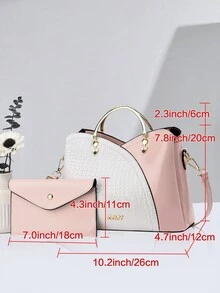 Bộ quà tặng họa tiết cá sấu thời trang mới 2024, Túi xách dung tích lớn, Túi đeo vai công sở sáng bóng cao cấp cho nữ, Túi đi làm thời trang và thoải mái cho Ngày của Mẹ làm quà tặng sáng tạo - Nhiều màu - Xem 4