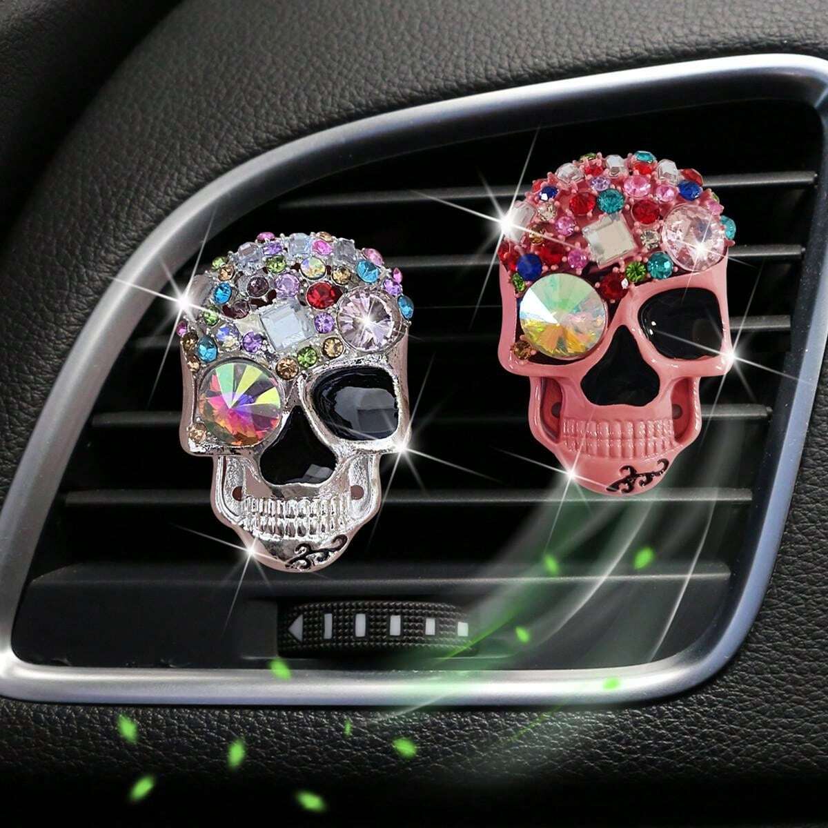 Bling Crystal Skeleton Car Air Vent Clips, Lovely Crystal Skull Car Air