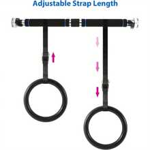Gymnastic Rings With Straps And Metal Buckles Pull Up Ring Exercise Suspension Trainer Non-Slip Gym Ring Fitness Training Equipment For Adults - Black - View 6