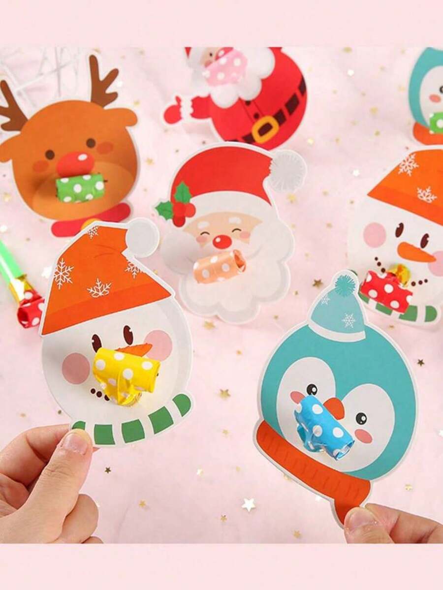 10/20 thẻ còi nhân vật hoạt hình Giáng sinh nhiều màu sắc ngẫu nhiên, thích hợp cho tiệc người lớn, sinh nhật, sự kiện quán bar, quà tặng lễ Phục sinh, tiệc Giáng sinh - Nhiều màu - Xem 1
