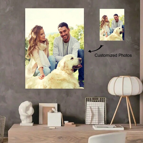 1 peça Fotos personalizadas, pinturas em tela personalizadas de animais de estimação de casamento de sua própria família, arte do Papai Noel, arte de parede de Natal, presente divertido para banheiro, para quarto, sala de estar, sala de jogos, corredor de sala de jogos, arte de parede, decoração de parede, decoração de outono, decoração de quarto
