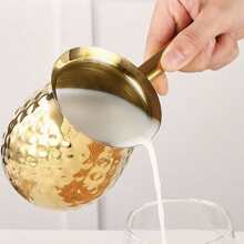 1 件金色不锈钢长柄咖啡壶（带盖）咖啡壶、不锈钢意式浓缩咖啡醒酒器、暖奶壶、希腊阿拉伯咖啡壶、带手柄和盖子的完美咖啡机、金色“回到学校” - 金色 - 查看 6