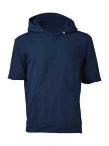 HOODIE MANGA CORTA SUDADERA - Azul Marino - Ver 2