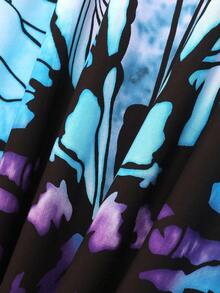 Butterfly Print Short Sleeve Dress V Neck Boho Casual Dresses - Multicolor - View 4