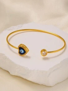 1 chiếc vòng tay mắt quỷ hình trái tim độc đáo thời trang, quà tặng cho phụ nữ, đeo hàng ngày - Vàng - Xem 9