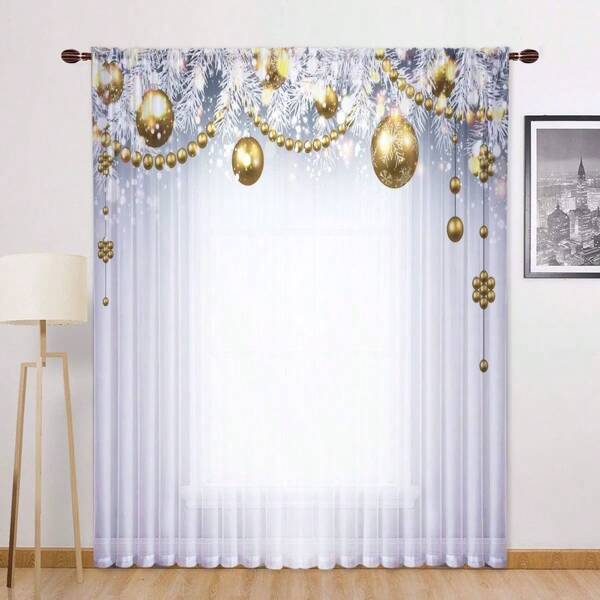 1 peça de decoração de natal em forma de cantoneira de cedro com bolinhas douradas pequenas para pendurar, com design de bolso para privacidade e lindos tratamentos de janela para quarto, sala de estar, banheiro e outras decorações diárias