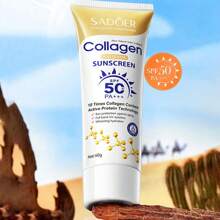 40g 胶原蛋白抗皱亮白防晒霜，无油，防水，面部和身体保湿防晒霜 - 白色 - 查看 1