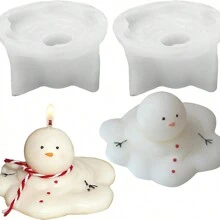 1 件硅胶圣诞雪人蜡烛模具，适合派对圣诞聚会蜡烛制作 - 彩色 - 查看 8