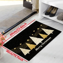 1 peça capacho 'Base preta com cinco árvores de Natal douradas brilhantes', tapete interno, tapete de arremesso, capacho criativo, tapete temático de entrada, decoração para casa, tapete antiderrapante, acessórios para quarto, adereços para fotos, decoração externa, tapete de arremesso, tapete de área, presente