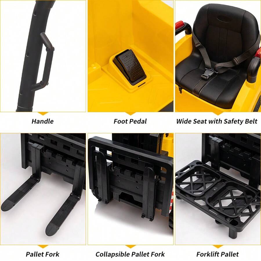 12V Kids Ride On Forklift Car With Tent, Electric Ride On Construction