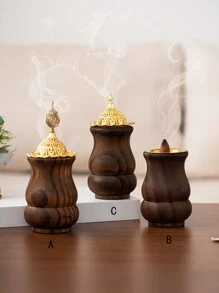 1 buc. Arzător de tămâie portabil din metal și lemn în formă de tămâie, stil negru, difuzor de parfum arab, potrivit pentru casă, birou, hotel, Crăciun, decorațiuni Rama, decor pentru casă, decorațiuni de Crăciun, decor pentru cameră, cadouri de Crăciun - Multicolor - Vizualizare 5